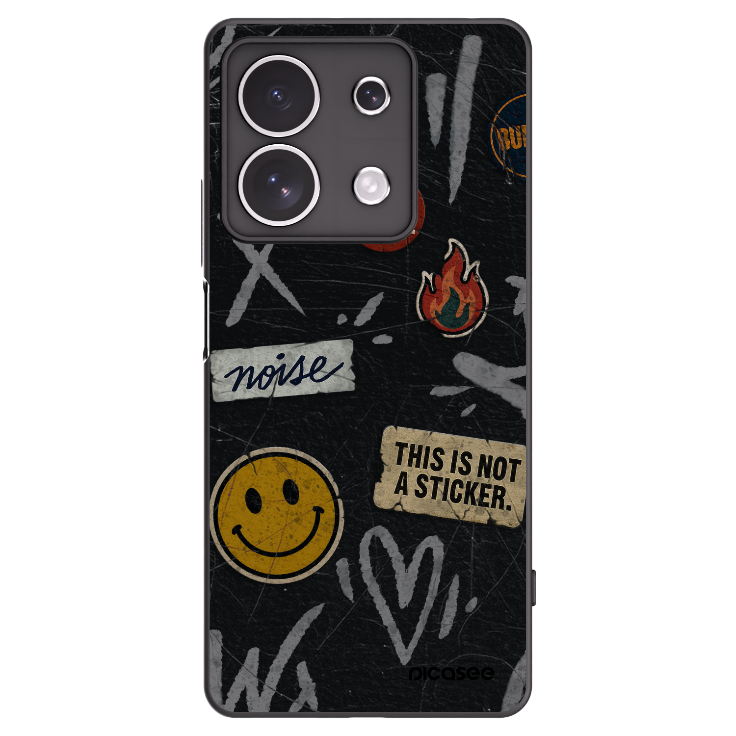 Picasee silikonowe czarne etui na Xiaomi Redmi Note 13 4G - STICKERS x TAGS