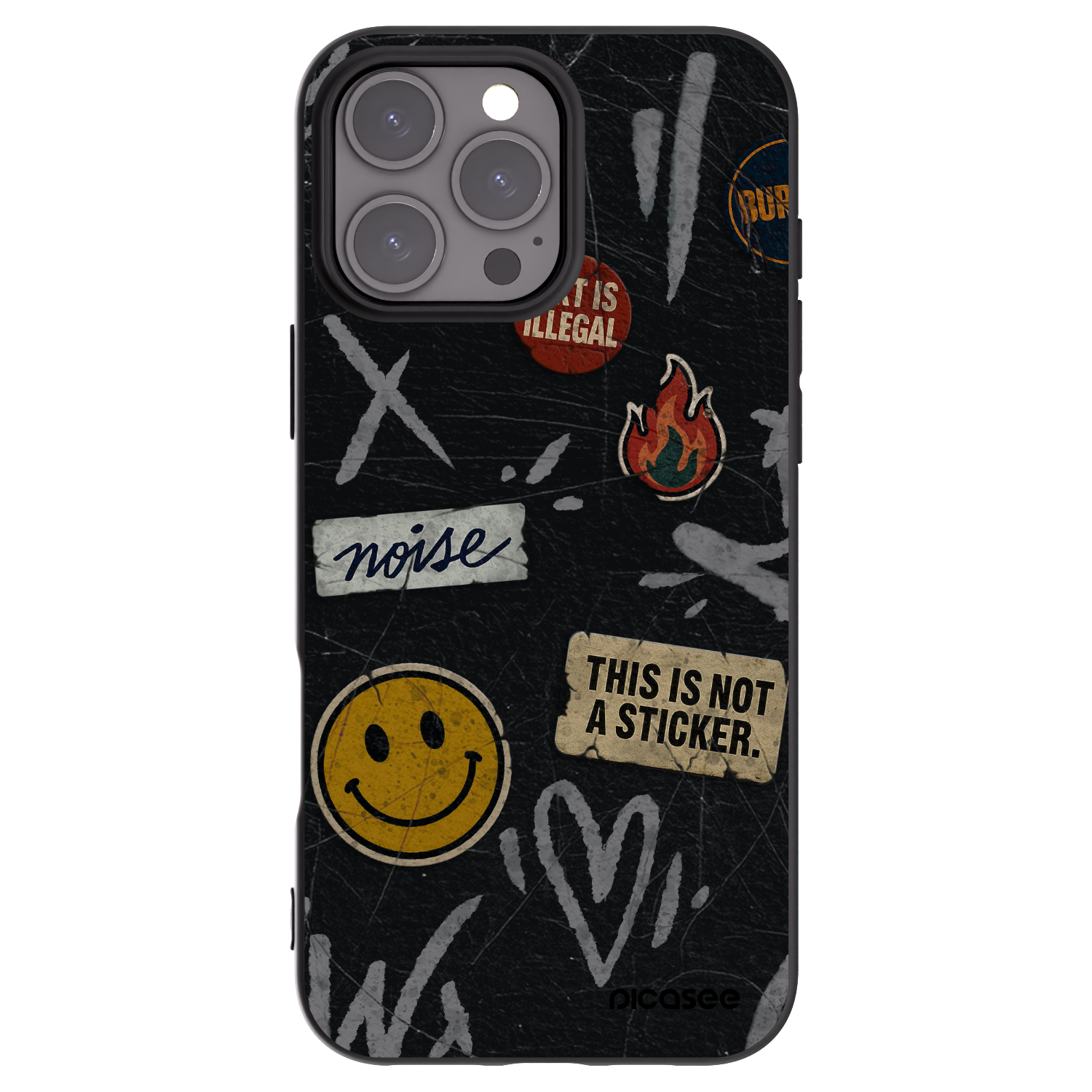 Picasee silikonowe czarne etui na Apple iPhone 16 Pro Max - STICKERS x TAGS