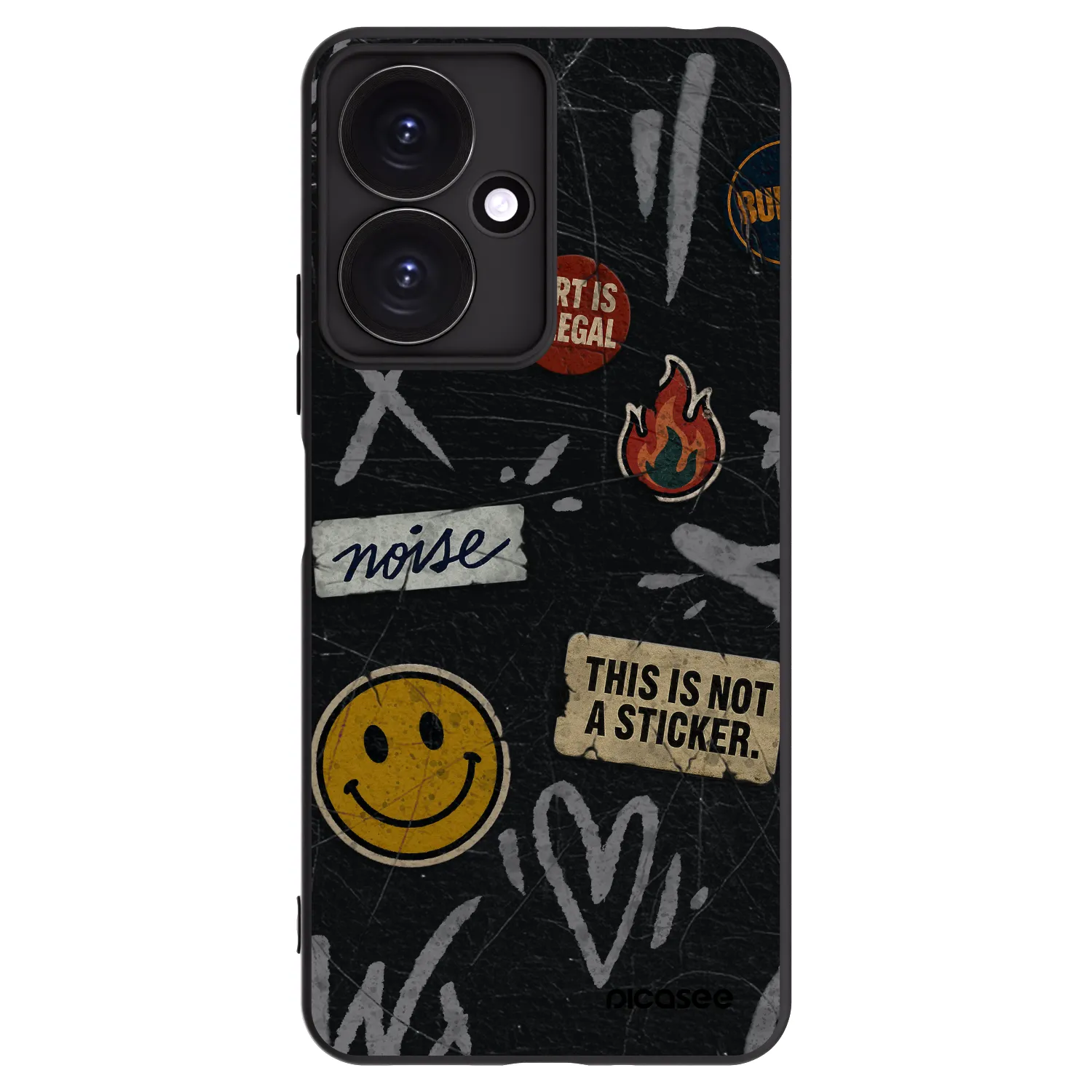 Picasee silikonowe czarne etui na Xiaomi Redmi 13C 5G - STICKERS x TAGS