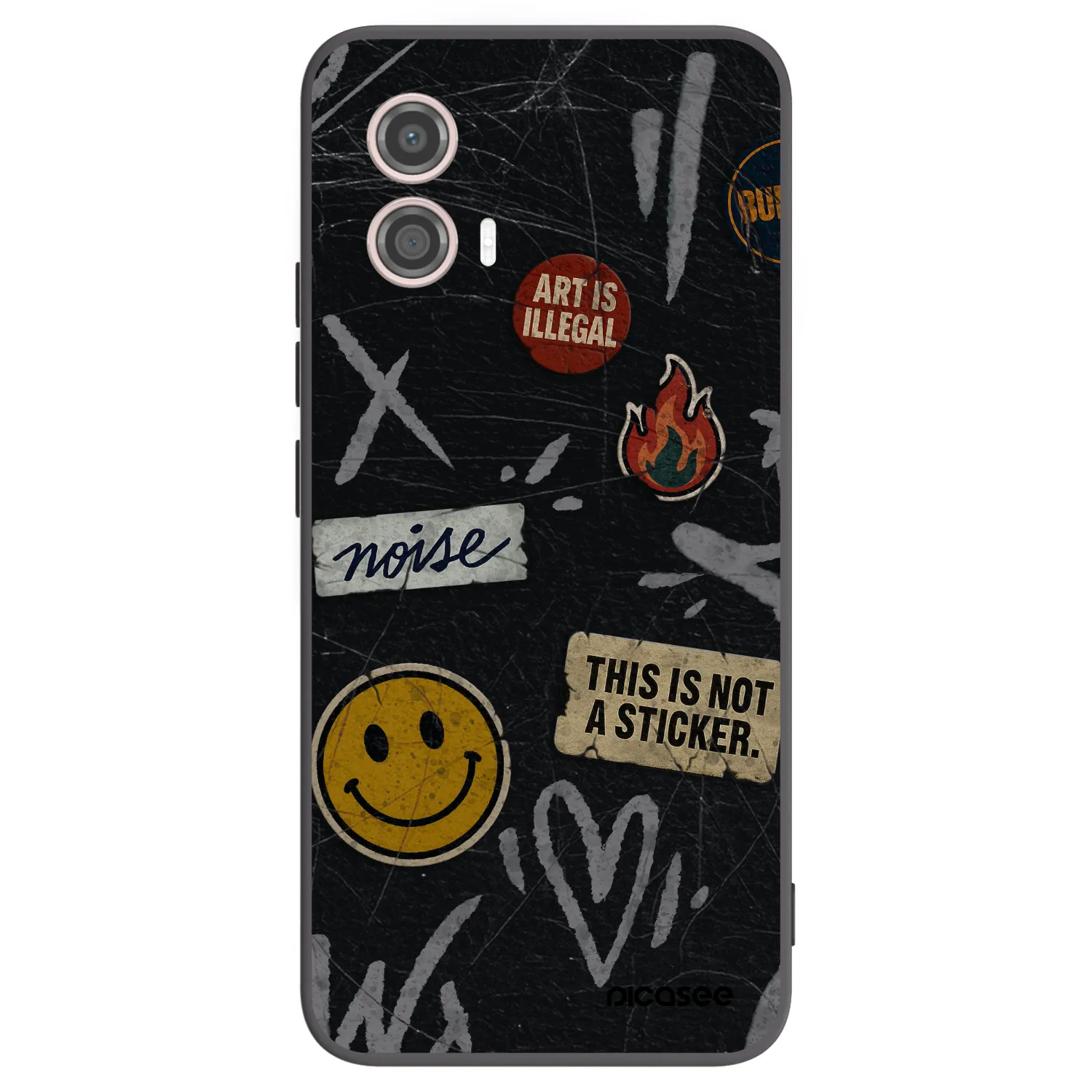 Picasee silikonowe czarne etui na Motorola Moto G53 5G - STICKERS x TAGS