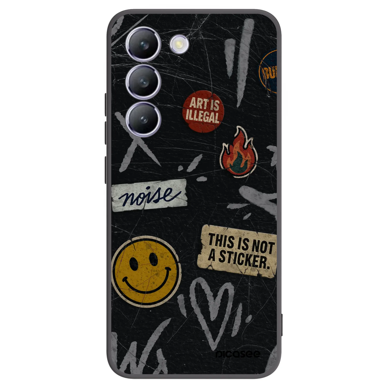 Picasee silikonowe czarne etui na Vivo V40 SE 5G - STICKERS x TAGS