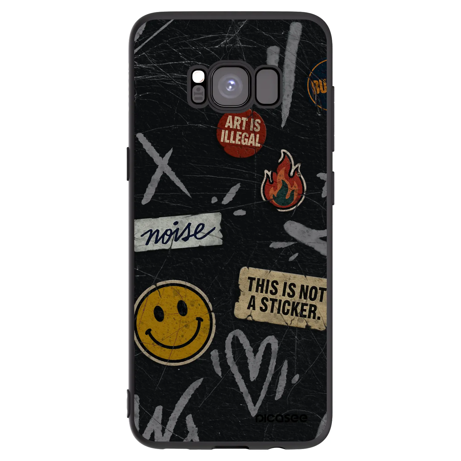 Picasee silikonowe czarne etui na Samsung Galaxy S8 G950F - STICKERS x TAGS