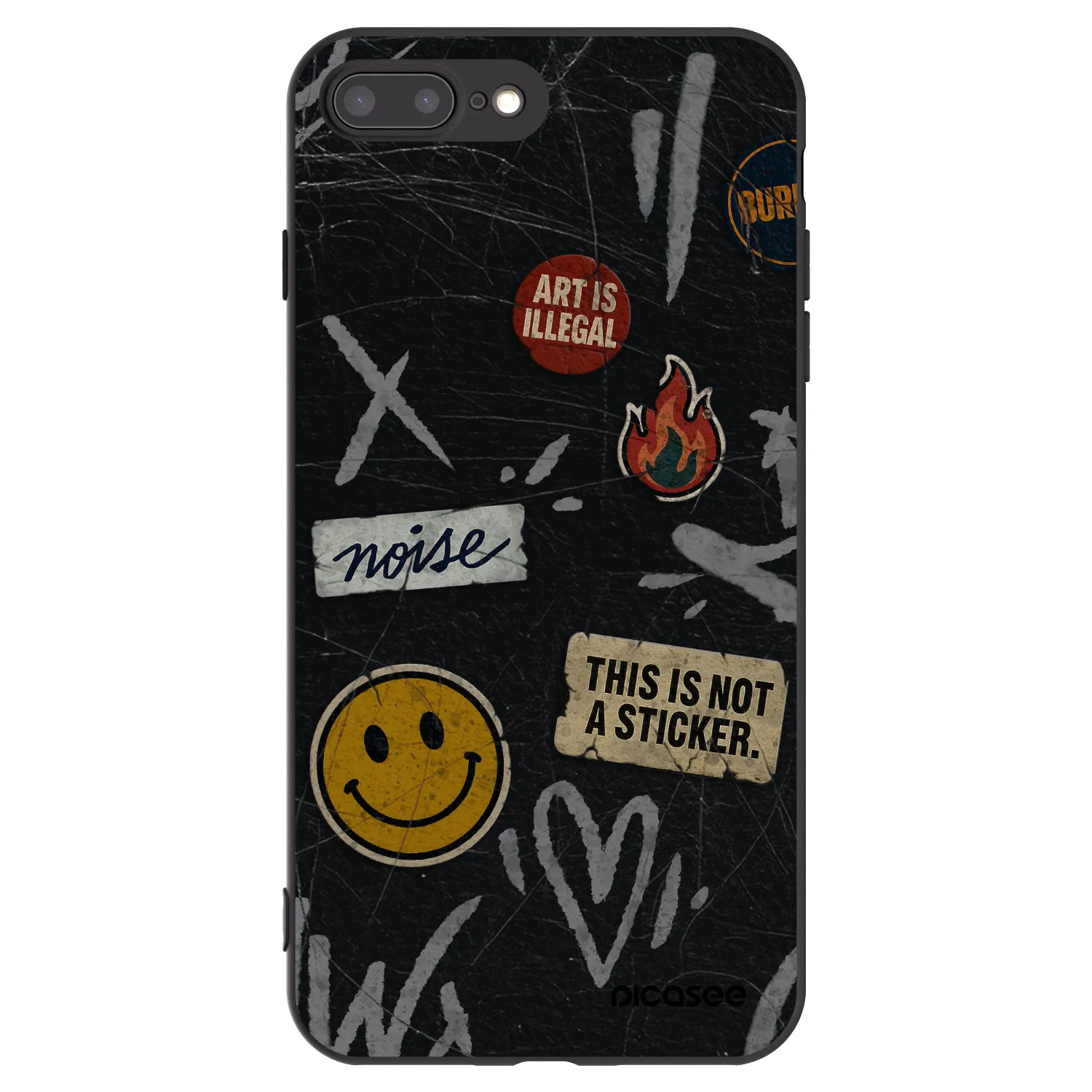 Picasee silikonowe czarne etui na Apple iPhone 8 Plus - STICKERS x TAGS