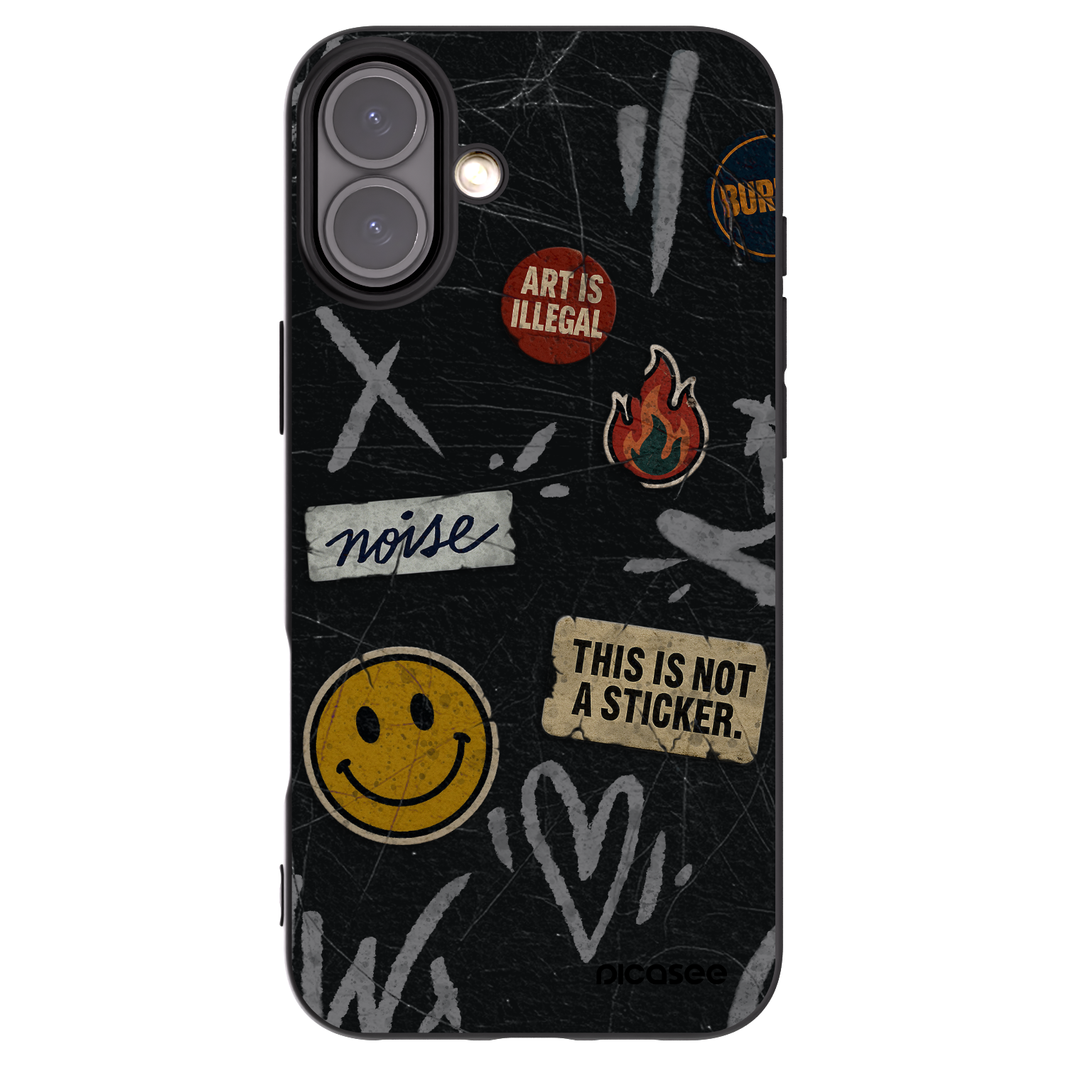 Picasee silikonowe czarne etui na Apple iPhone 16 Plus - STICKERS x TAGS