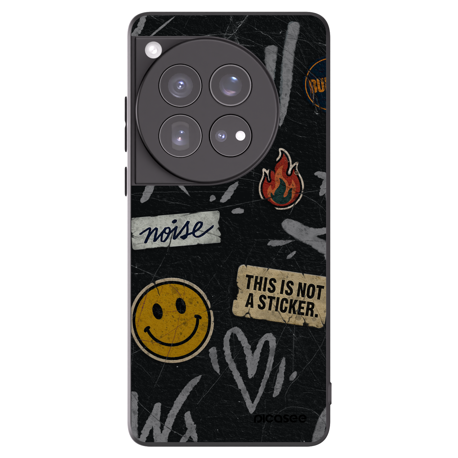 Picasee silikonowe czarne etui na OnePlus 12 5G - STICKERS x TAGS