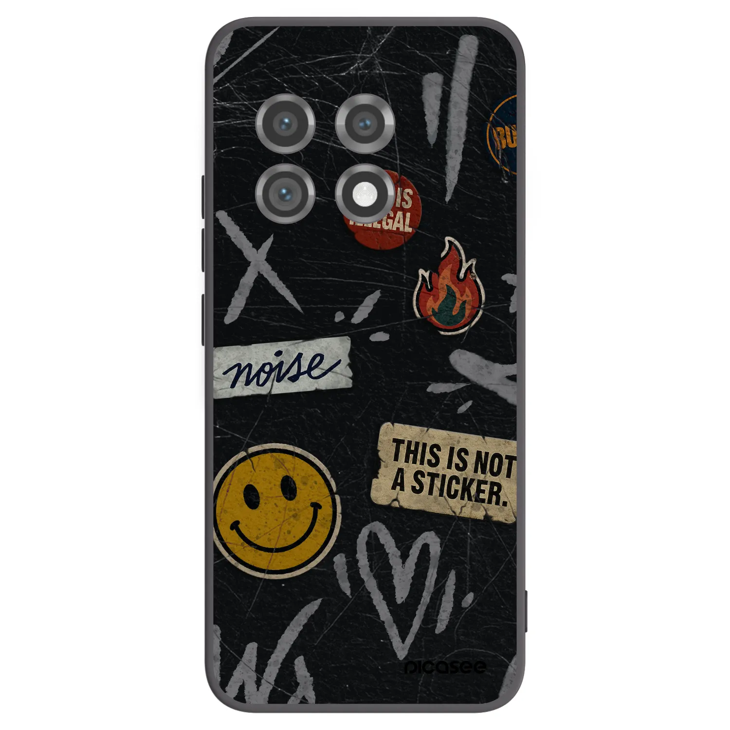 Picasee silikonowe czarne etui na OnePlus 11 5G - STICKERS x TAGS