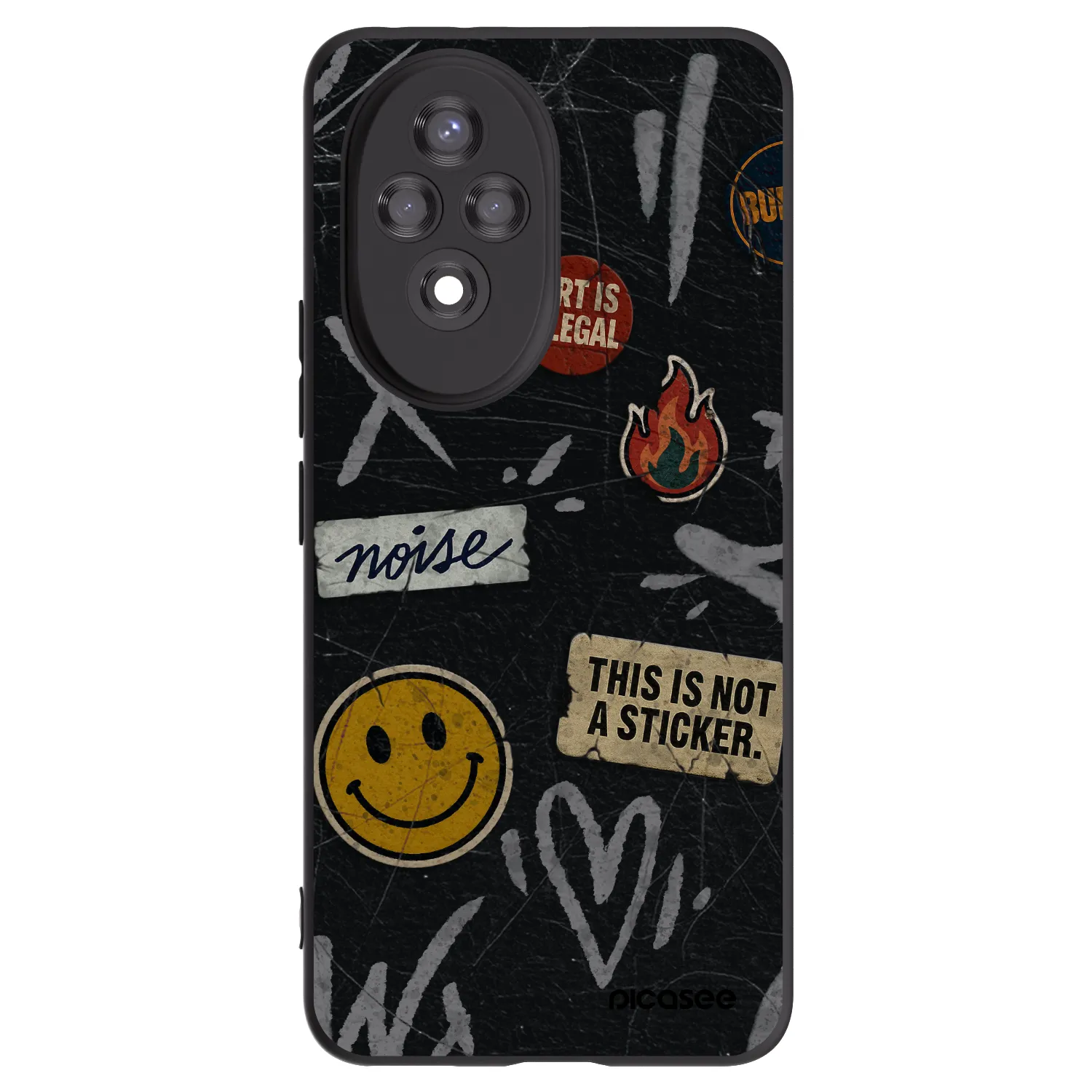 Picasee silikonowe czarne etui na Honor 200 Pro 5G - STICKERS x TAGS