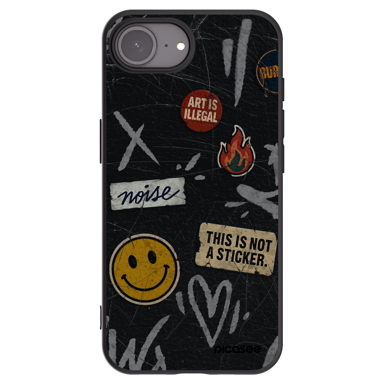 Picasee silikonowe czarne etui na Apple iPhone 16e - STICKERS x TAGS