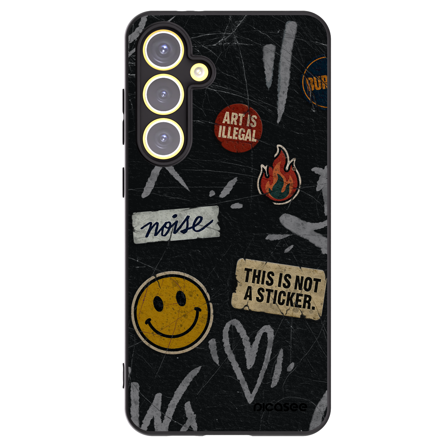 Picasee silikonowe czarne etui na Samsung Galaxy S24 FE S721B - STICKERS x TAGS