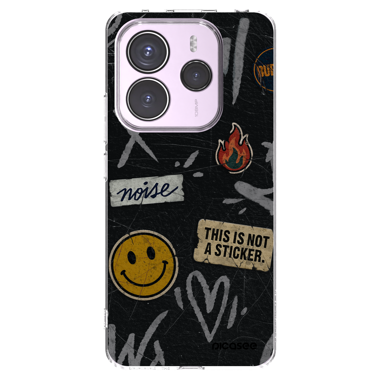 Picasee silikonowe przeźroczyste etui na Xiaomi Redmi Note 14 5G - STICKERS x TAGS