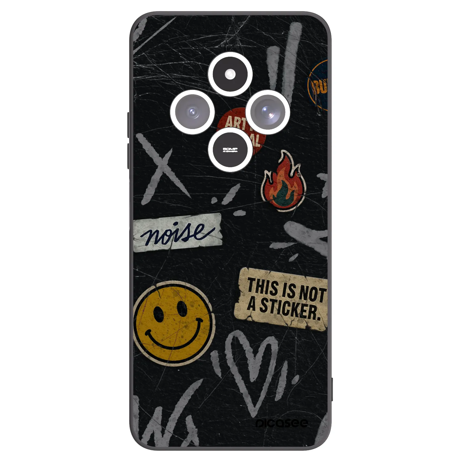 Picasee silikonowe czarne etui na Xiaomi Redmi 14C - STICKERS x TAGS
