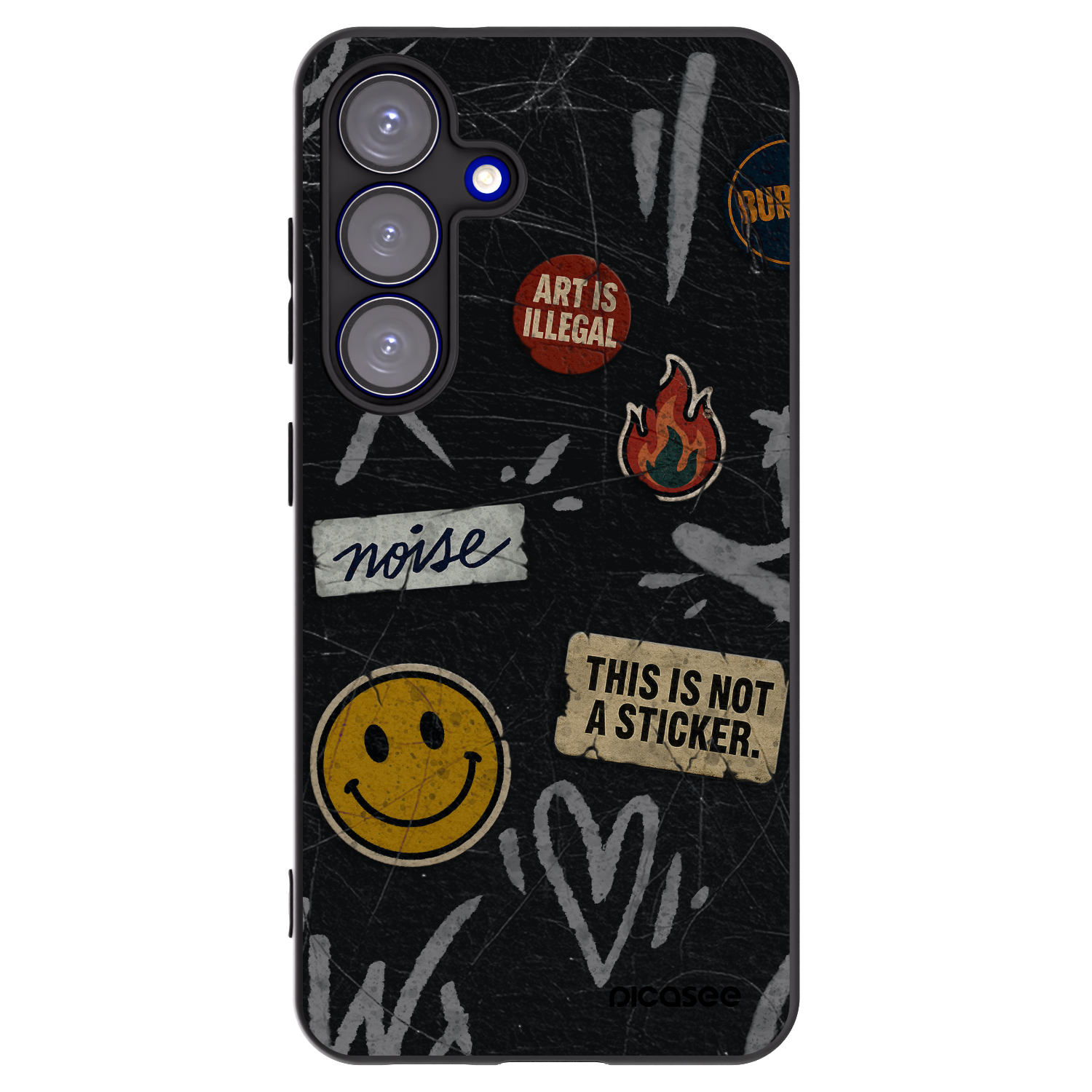 Picasee silikonowe czarne etui na Samsung Galaxy S25 5G - STICKERS x TAGS