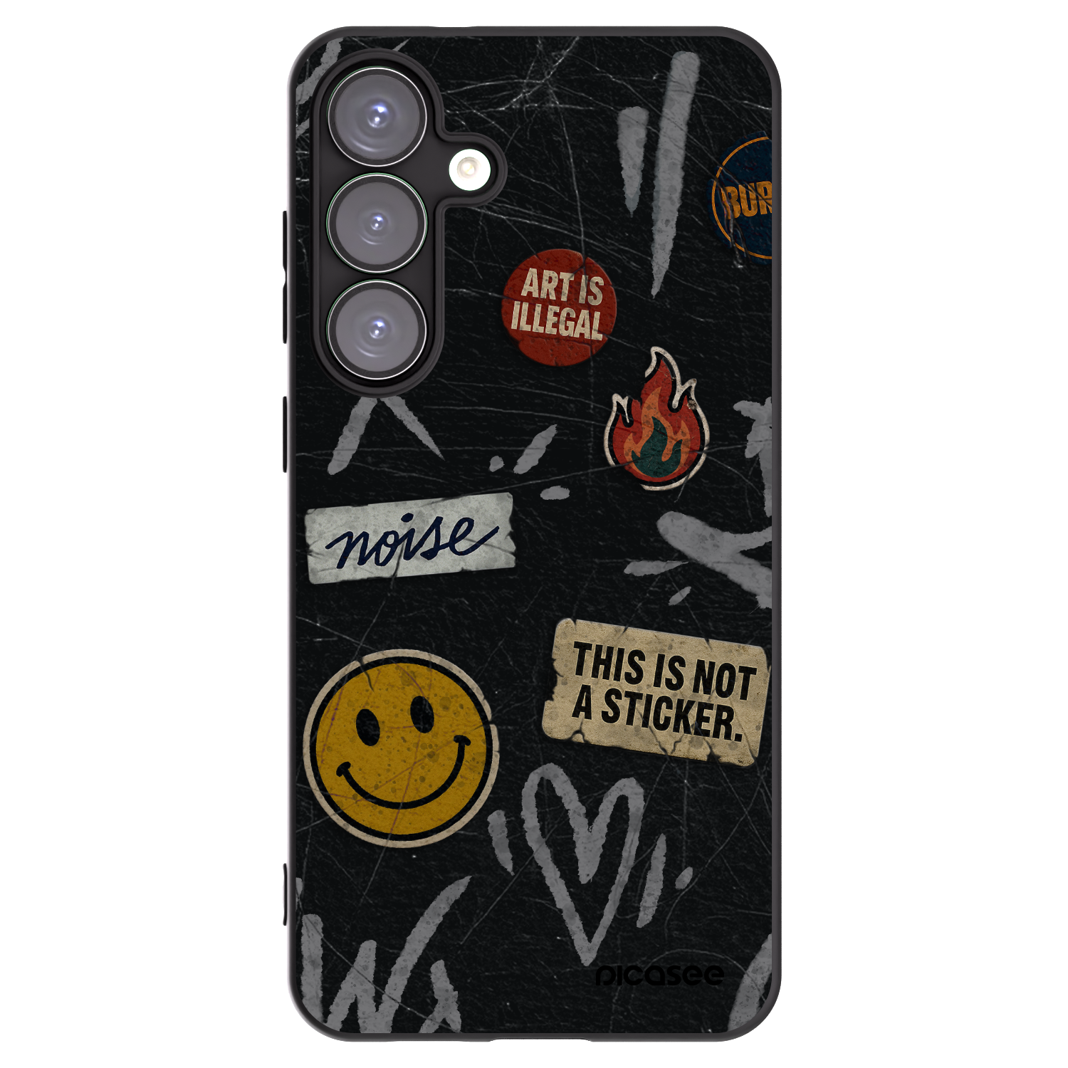 Picasee silikonowe czarne etui na Samsung Galaxy S25+ 5G - STICKERS x TAGS