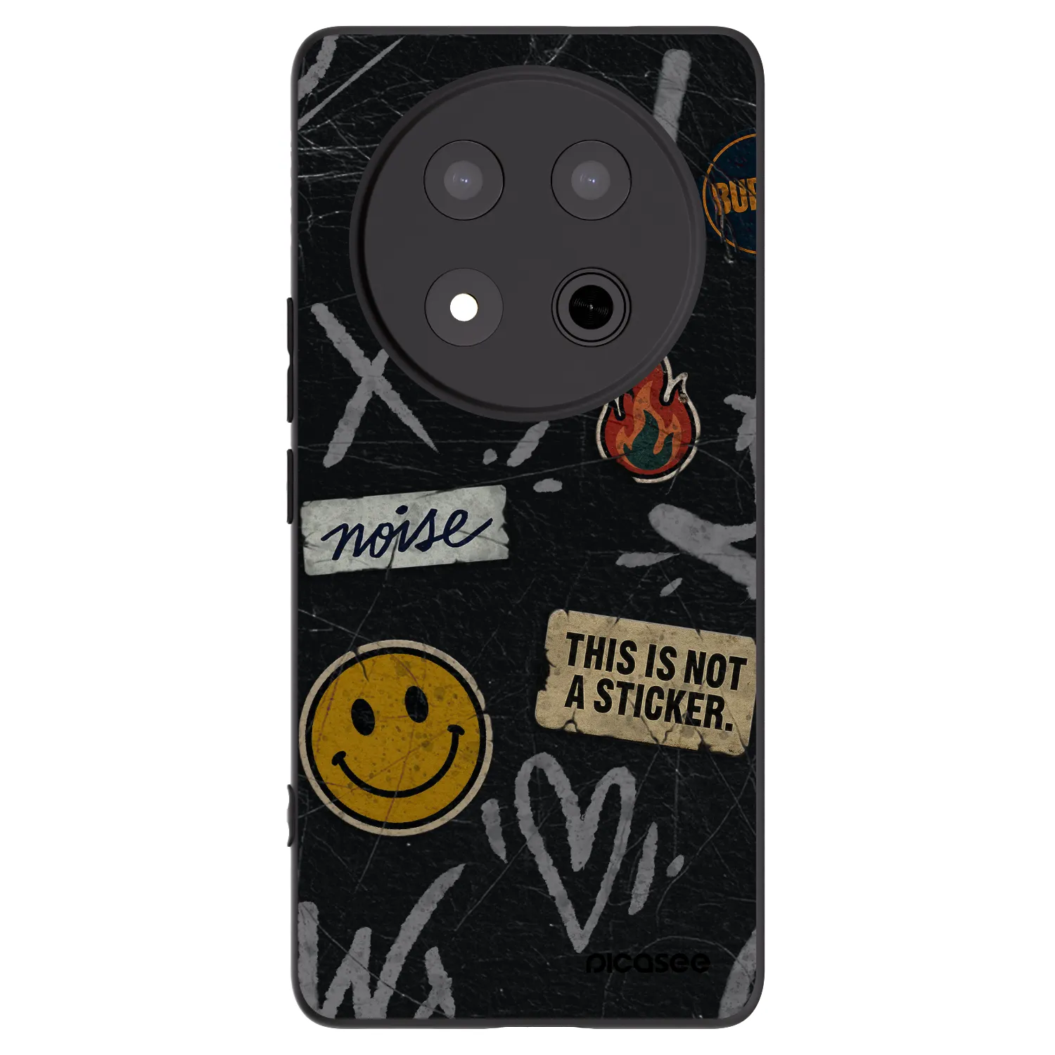 Picasee silikonowe czarne etui na Honor Magic7 Lite 5G - STICKERS x TAGS