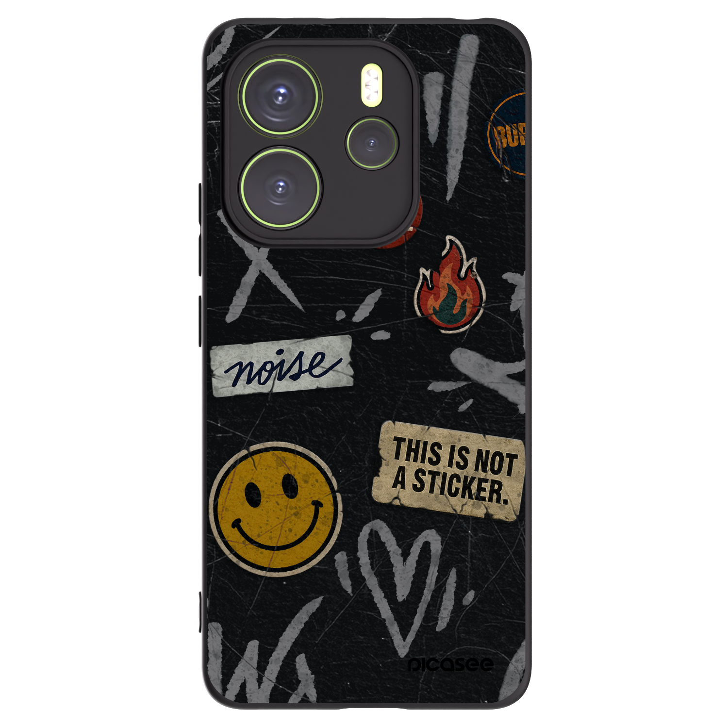 Picasee silikonowe czarne etui na Xiaomi Redmi Note 14 4G - STICKERS x TAGS