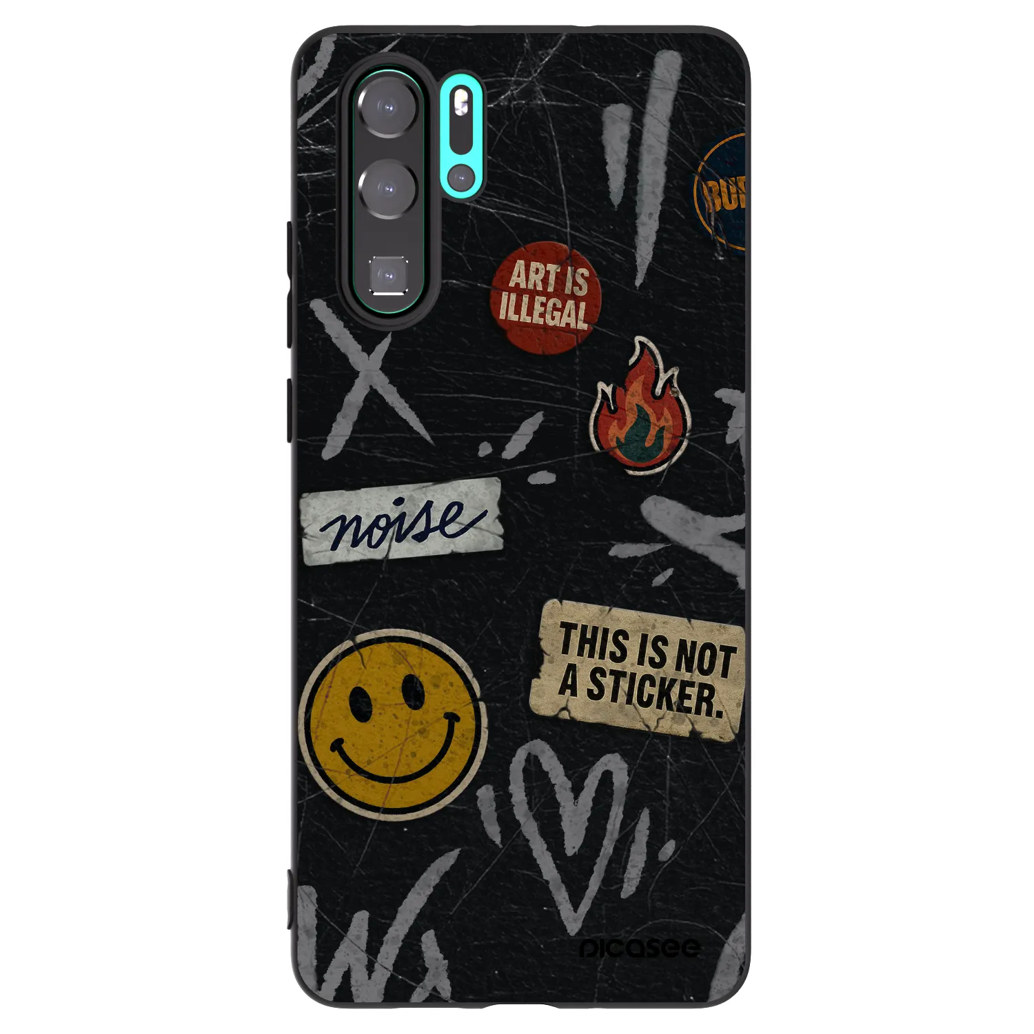 Picasee silikonowe czarne etui na Huawei P30 Pro - STICKERS x TAGS
