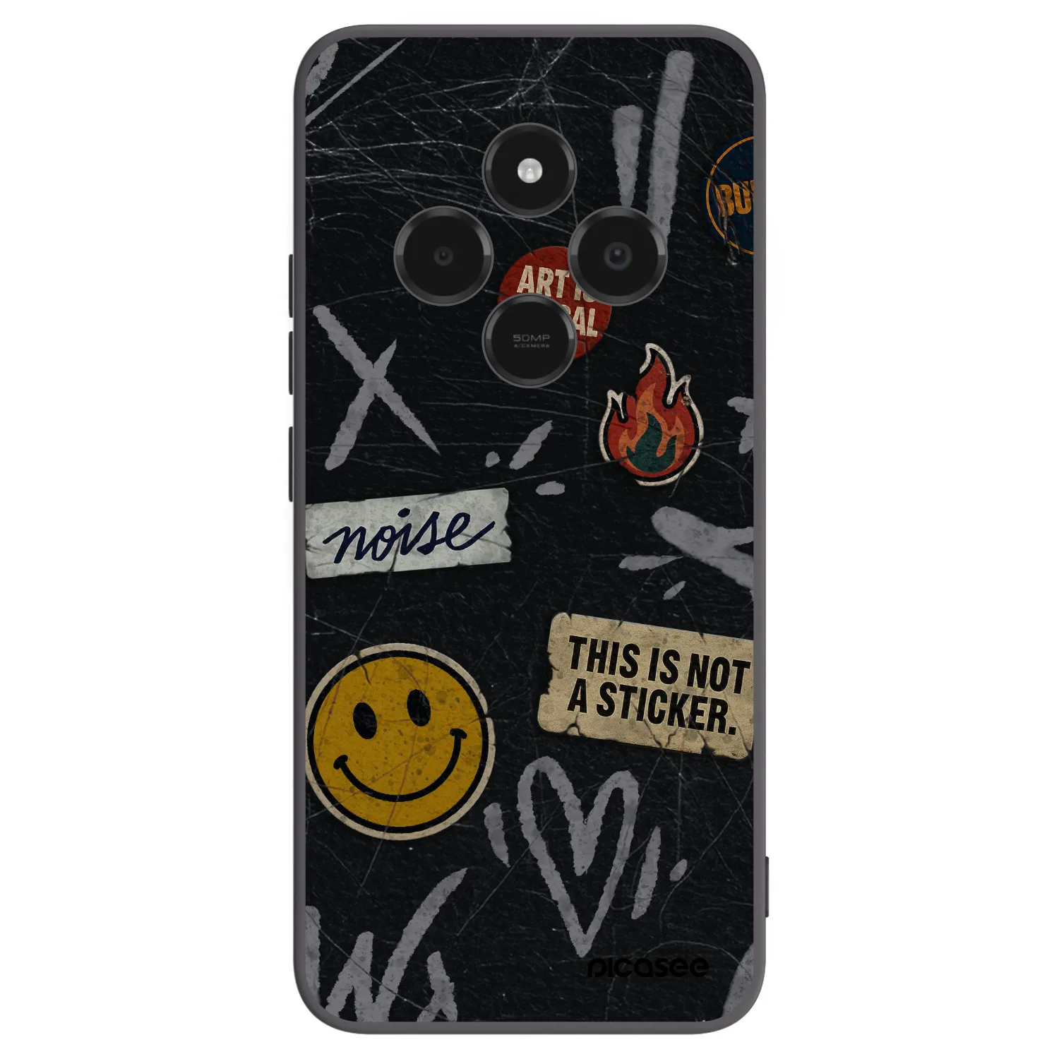 Picasee silikonowe czarne etui na Xiaomi Poco C75 - STICKERS x TAGS