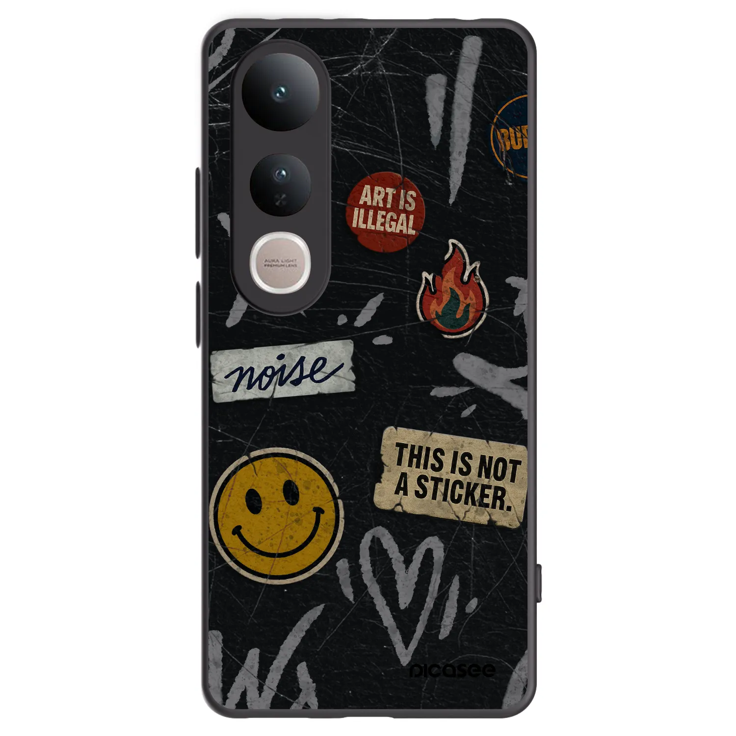 Picasee silikonowe czarne etui na Vivo V50 Lite 5G - STICKERS x TAGS