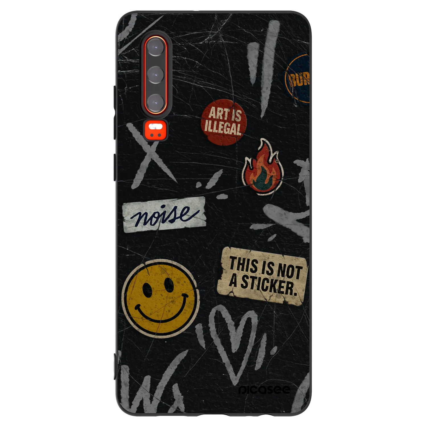 Picasee silikonowe czarne etui na Huawei P30 - STICKERS x TAGS