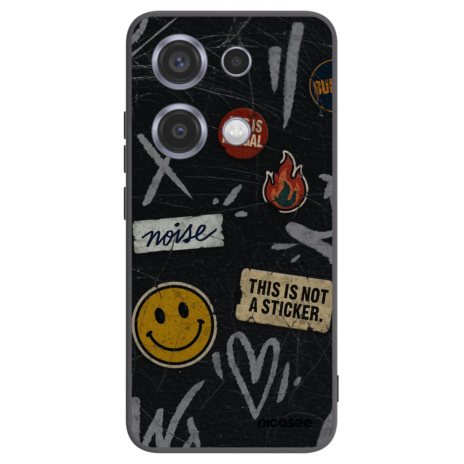 Picasee silikonowe czarne etui na Xiaomi Redmi Note 14S - STICKERS x TAGS