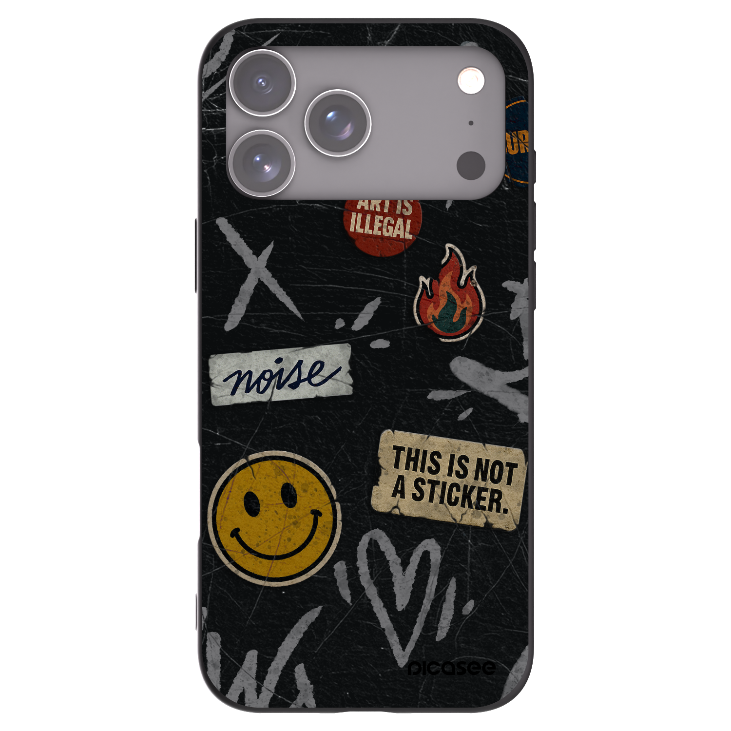 Picasee silikonowe czarne etui na Apple iPhone 17 Pro Max - STICKERS x TAGS