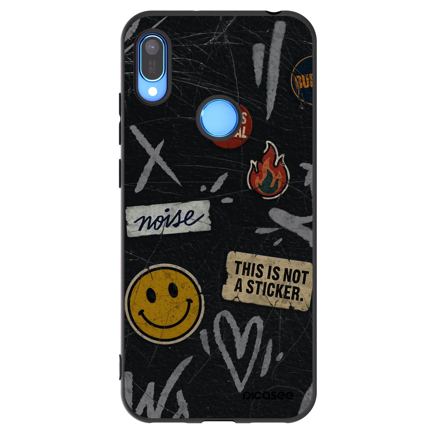 Picasee silikonowe czarne etui na Huawei Y6 2019 - STICKERS x TAGS