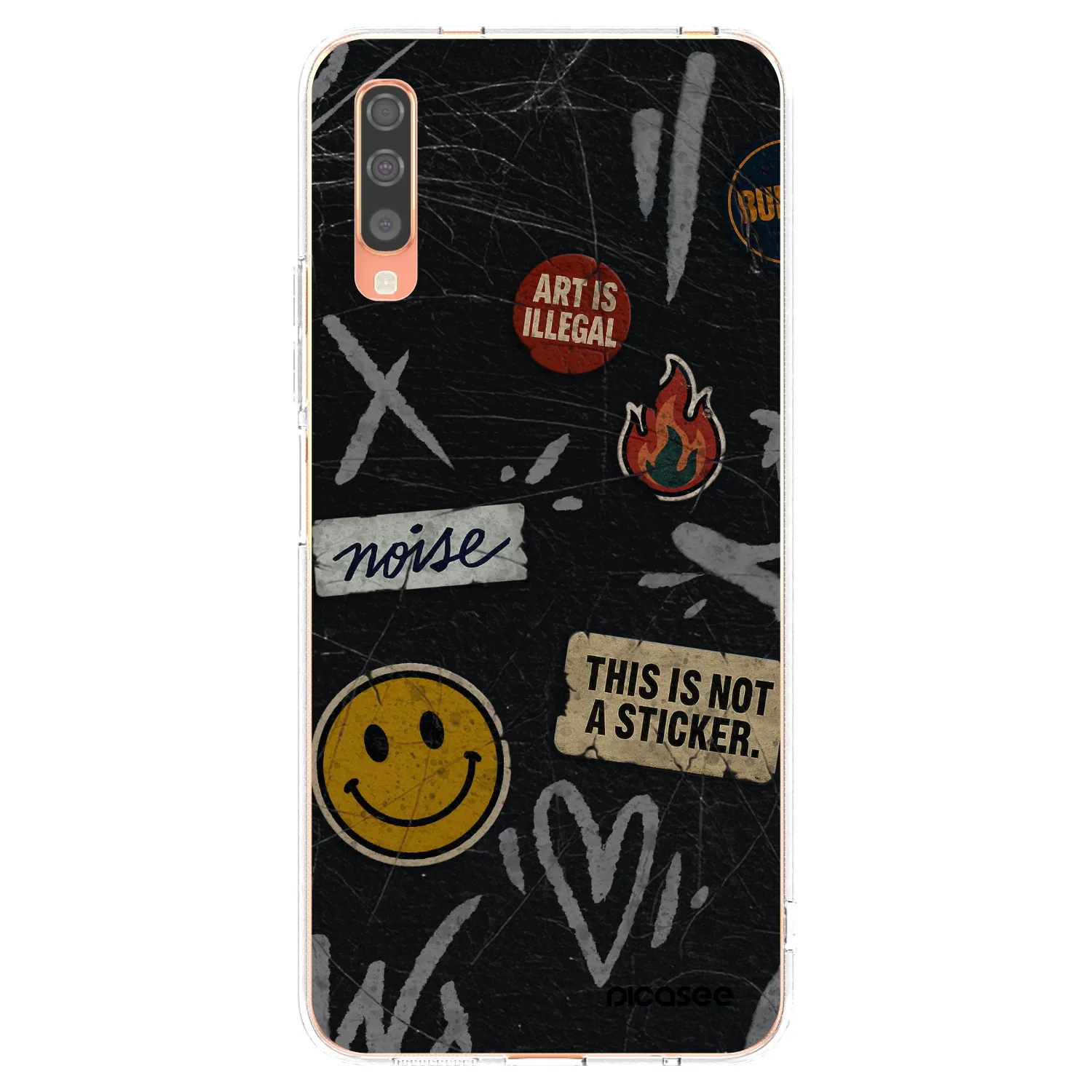 Picasee silikonowe przeźroczyste etui na Samsung Galaxy A70 A705F - STICKERS x TAGS