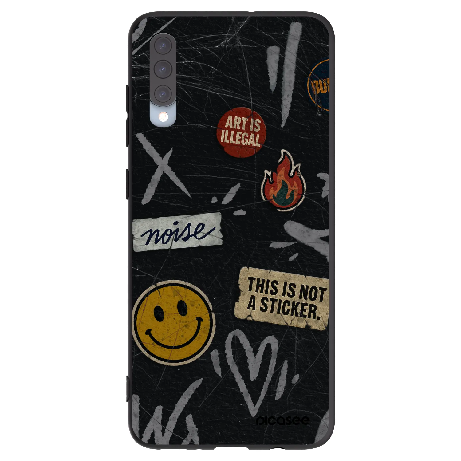 Picasee silikonowe czarne etui na Samsung Galaxy A70 A705F - STICKERS x TAGS