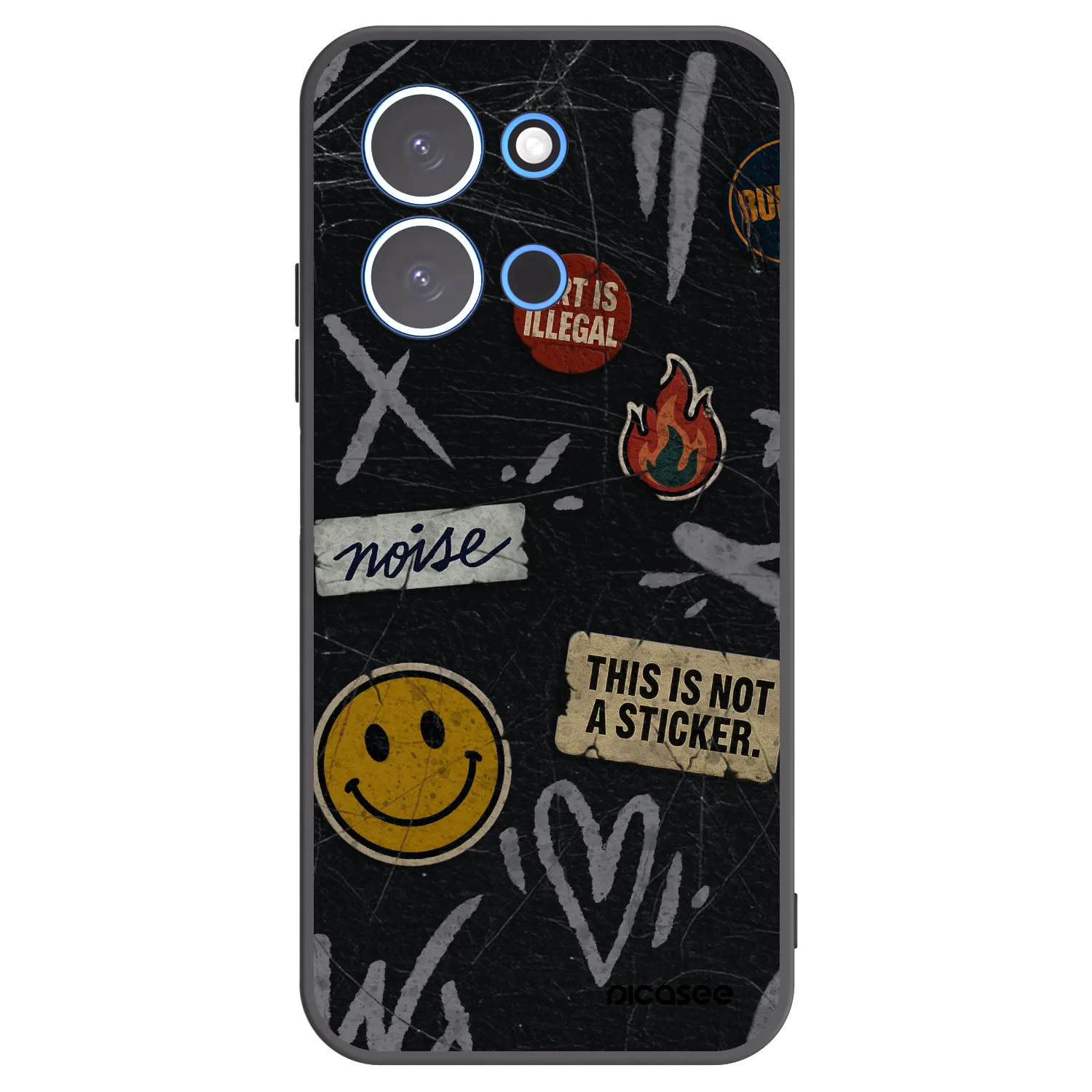 Picasee silikonowe czarne etui na Xiaomi Redmi 15C 4G - STICKERS x TAGS