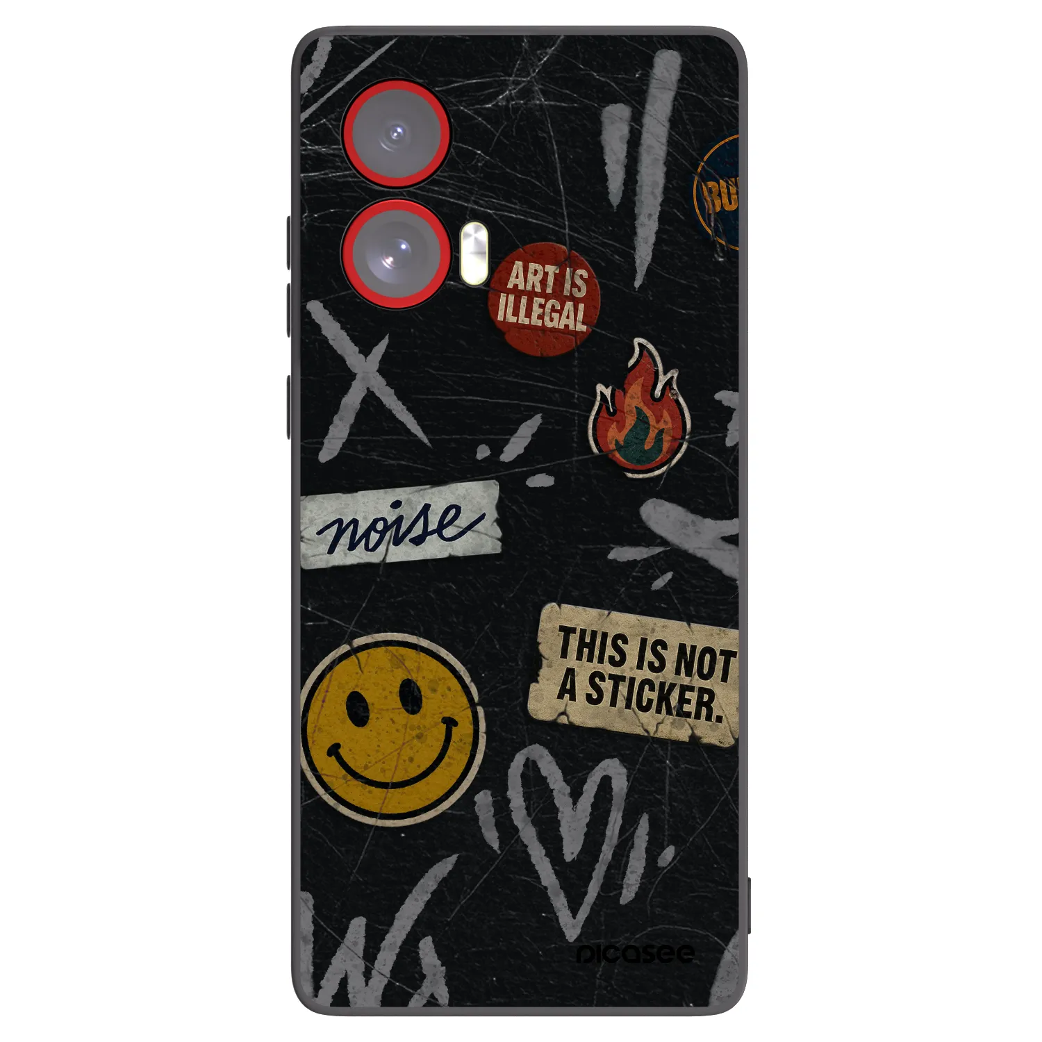 Picasee silikonowe czarne etui na Motorola Edge 50 Fusion - STICKERS x TAGS