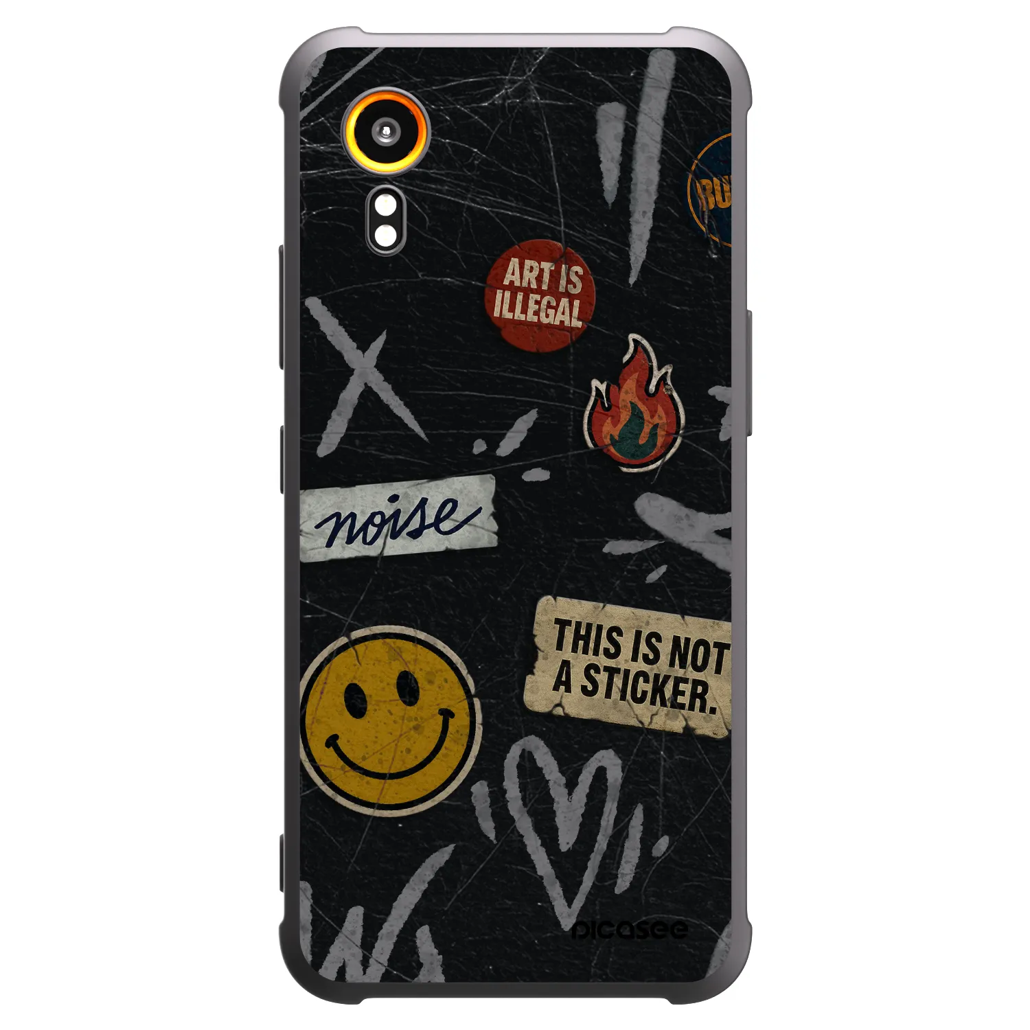 Picasee silikonowe czarne etui na Samsung Galaxy Xcover 7 - STICKERS x TAGS