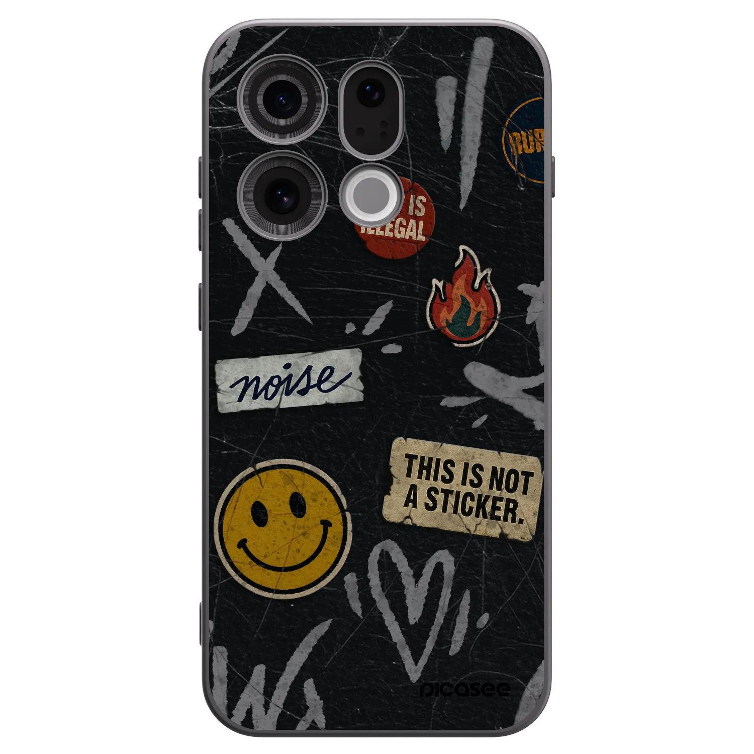 Picasee silikonowe czarne etui na OPPO Find X9 - STICKERS x TAGS