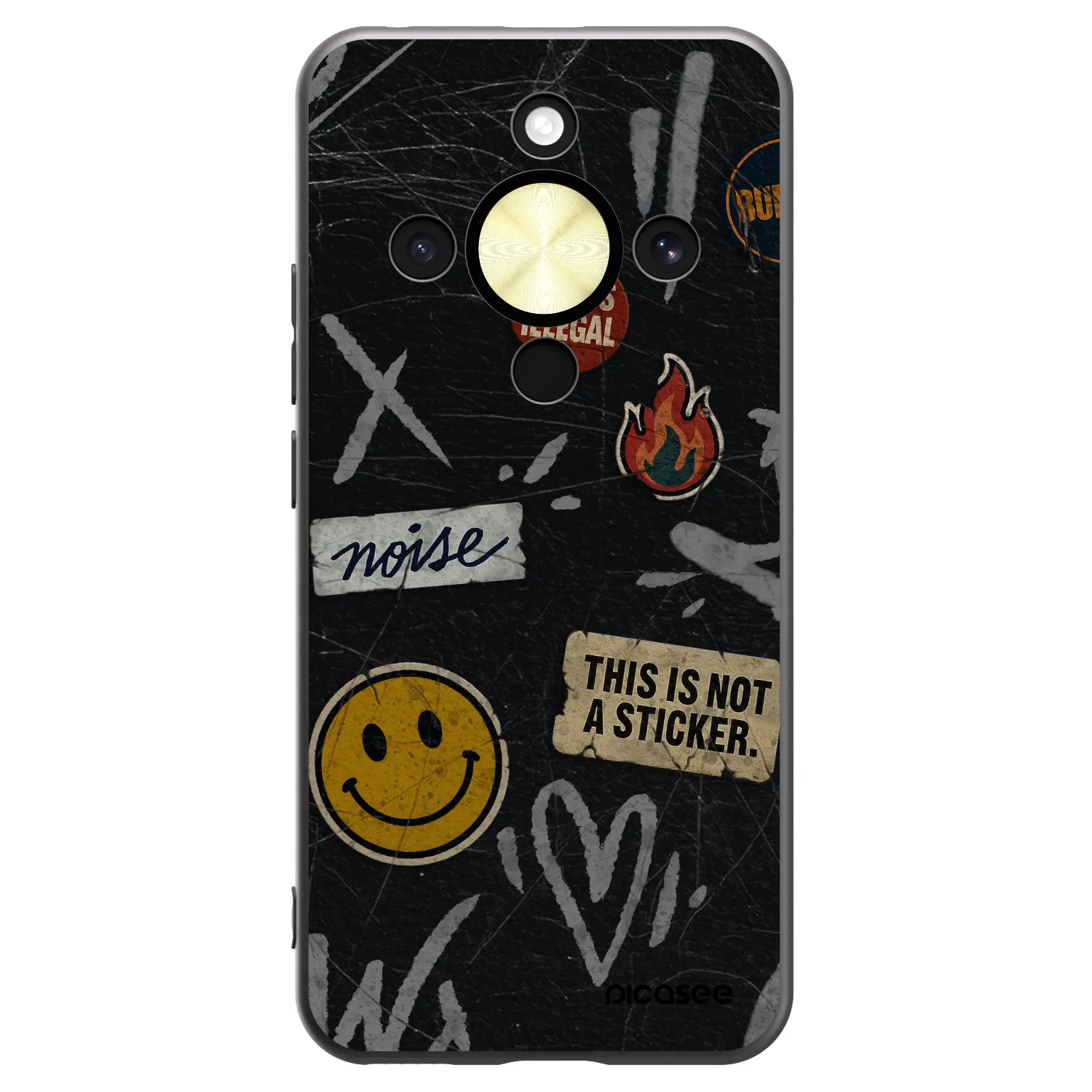 Picasee silikonowe czarne etui na Honor Magic8 Lite 5G - STICKERS x TAGS