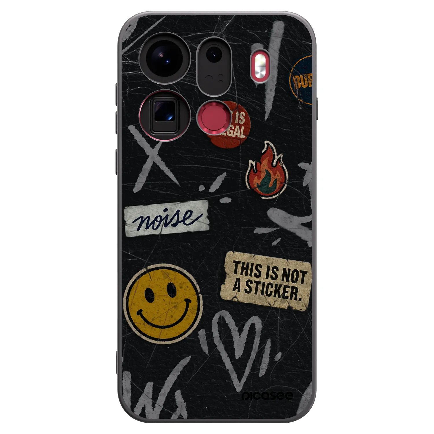 Picasee silikonowe czarne etui na OPPO Find X9 Pro - STICKERS x TAGS