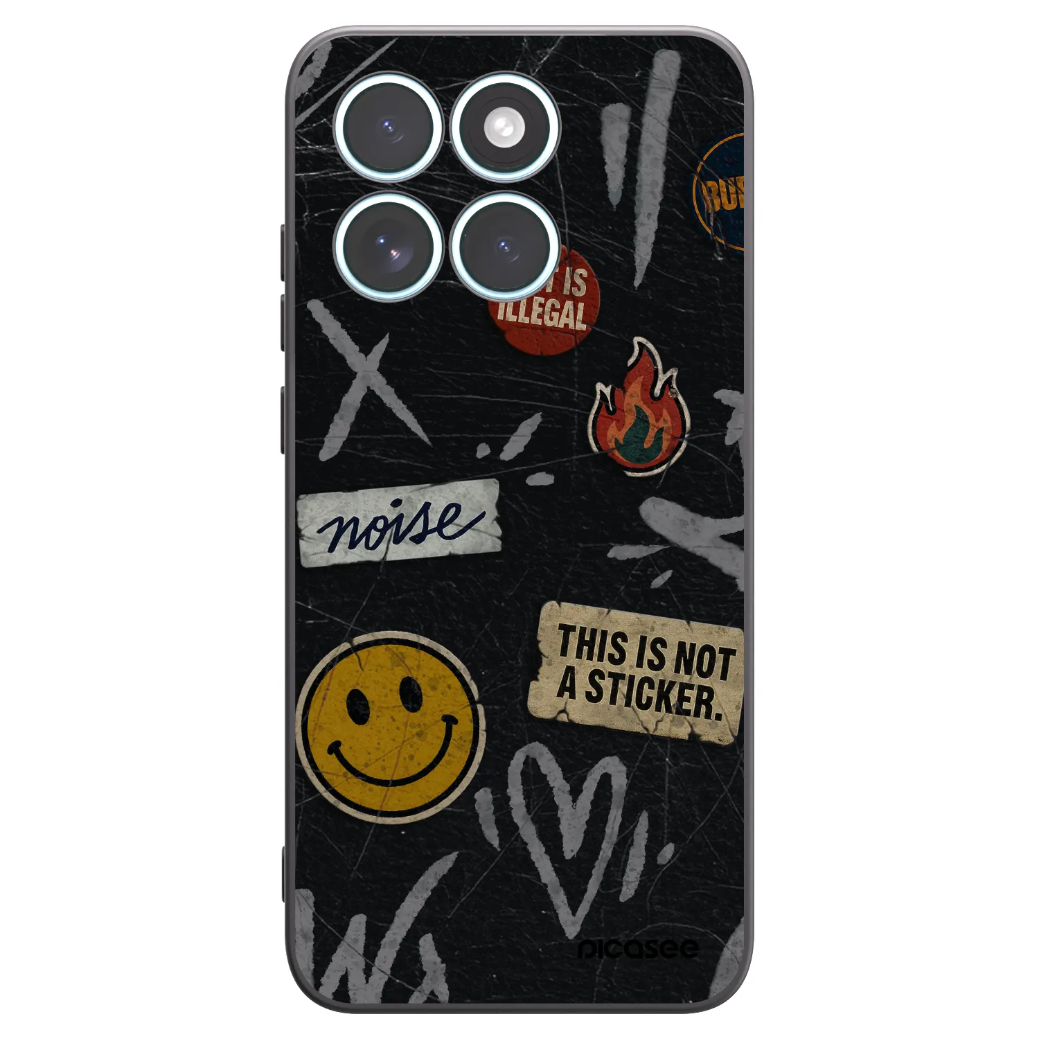 Picasee silikonowe czarne etui na Motorola Edge 70 Fusion - STICKERS x TAGS