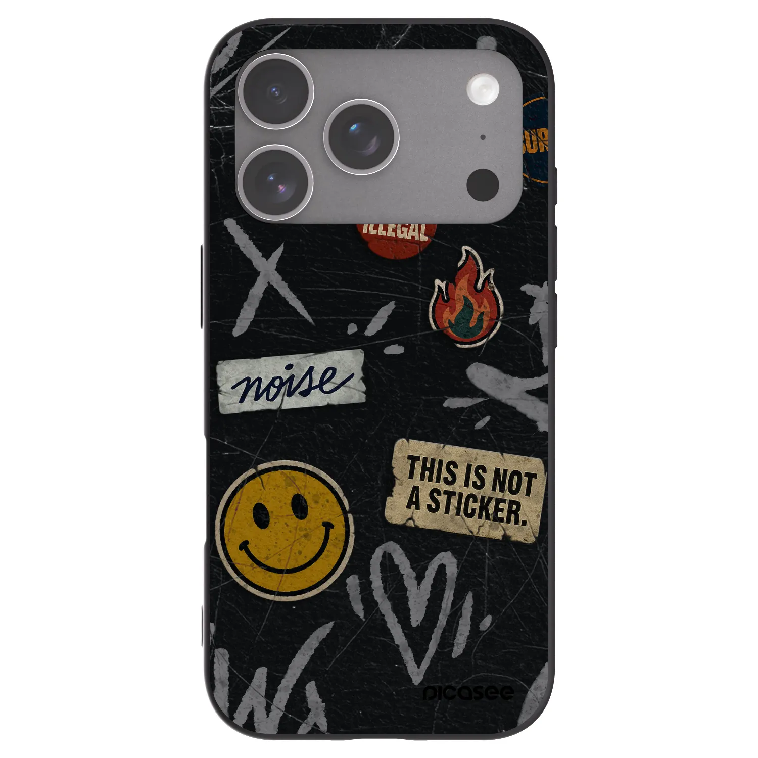Picasee silikonowe czarne etui na Apple iPhone 18 Pro - STICKERS x TAGS