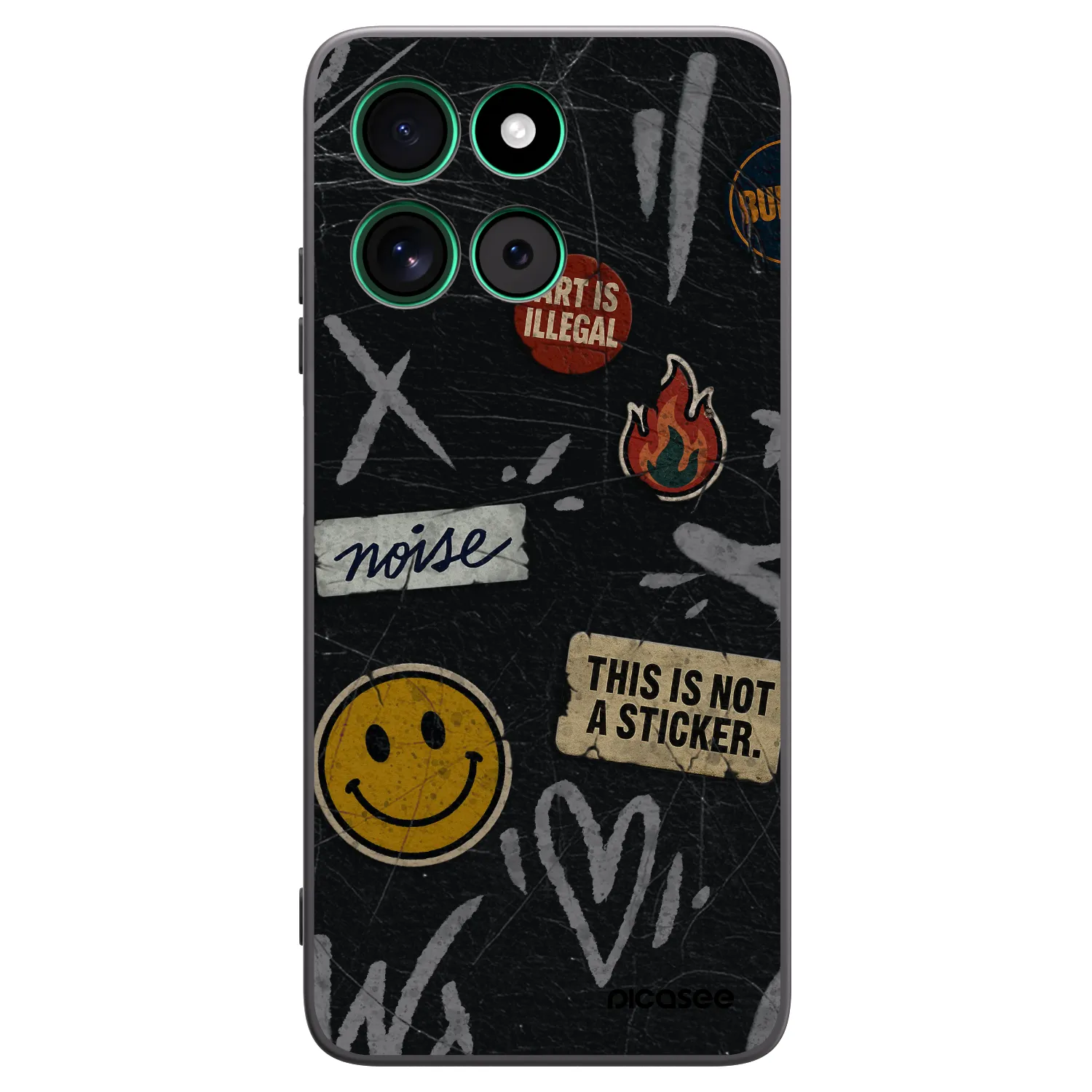 Picasee silikonowe czarne etui na Motorola Moto G57 Power - STICKERS x TAGS
