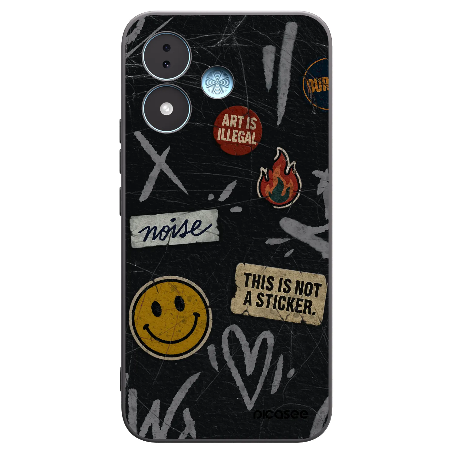Picasee silikonowe czarne etui na Xiaomi Redmi Note 17 5G - STICKERS x TAGS
