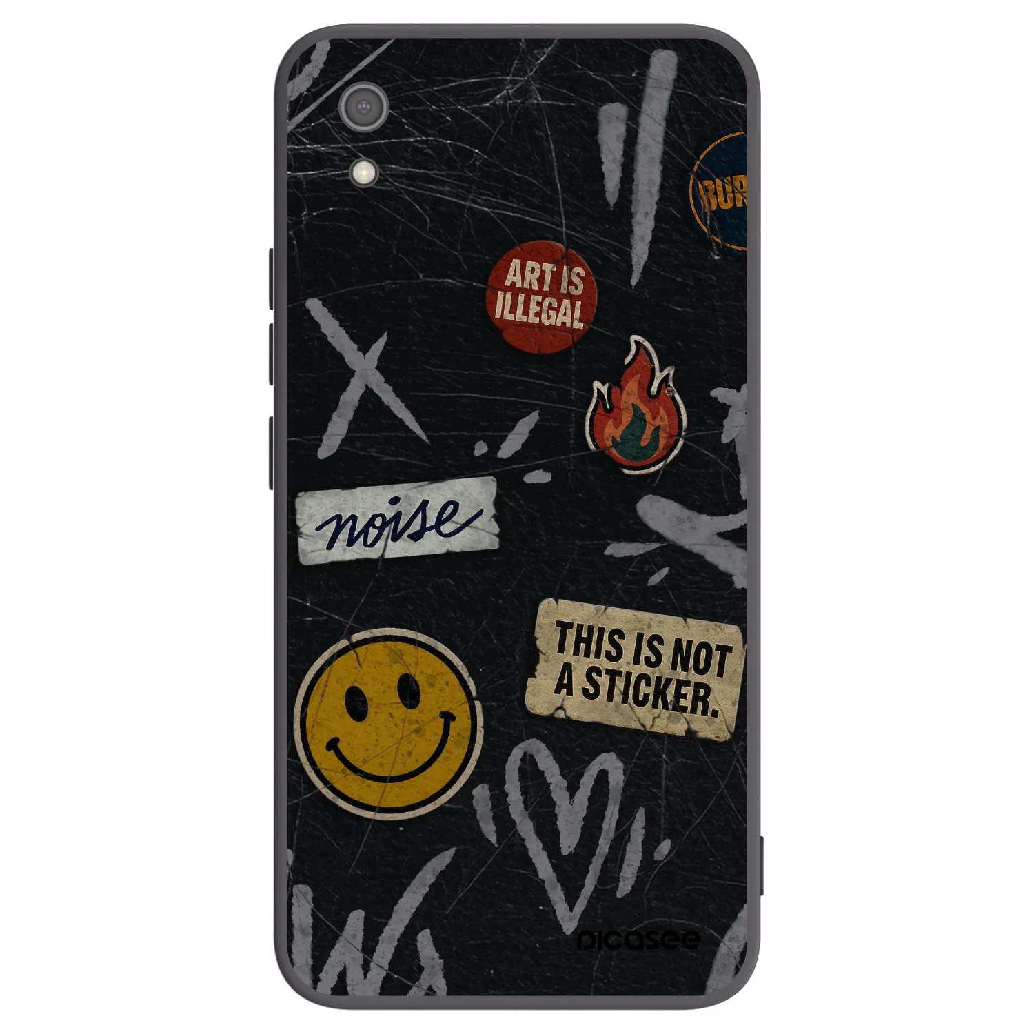Picasee silikonowe czarne etui na Xiaomi Redmi 7A - STICKERS x TAGS
