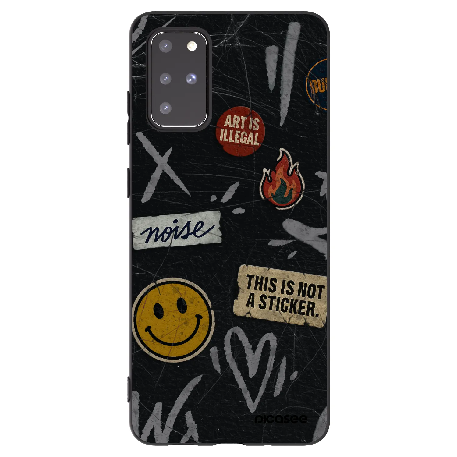 Picasee silikonowe czarne etui na Samsung Galaxy S20+ G985F - STICKERS x TAGS