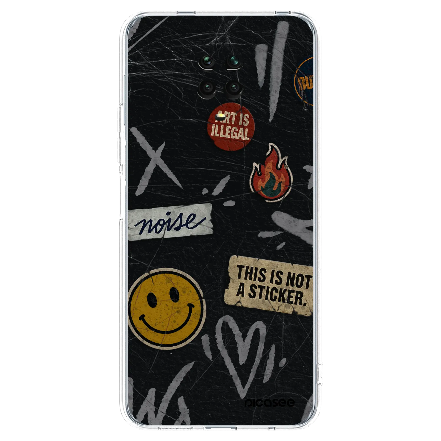 Picasee silikonowe przeźroczyste etui na Xiaomi Redmi Note 9 Pro - STICKERS x TAGS