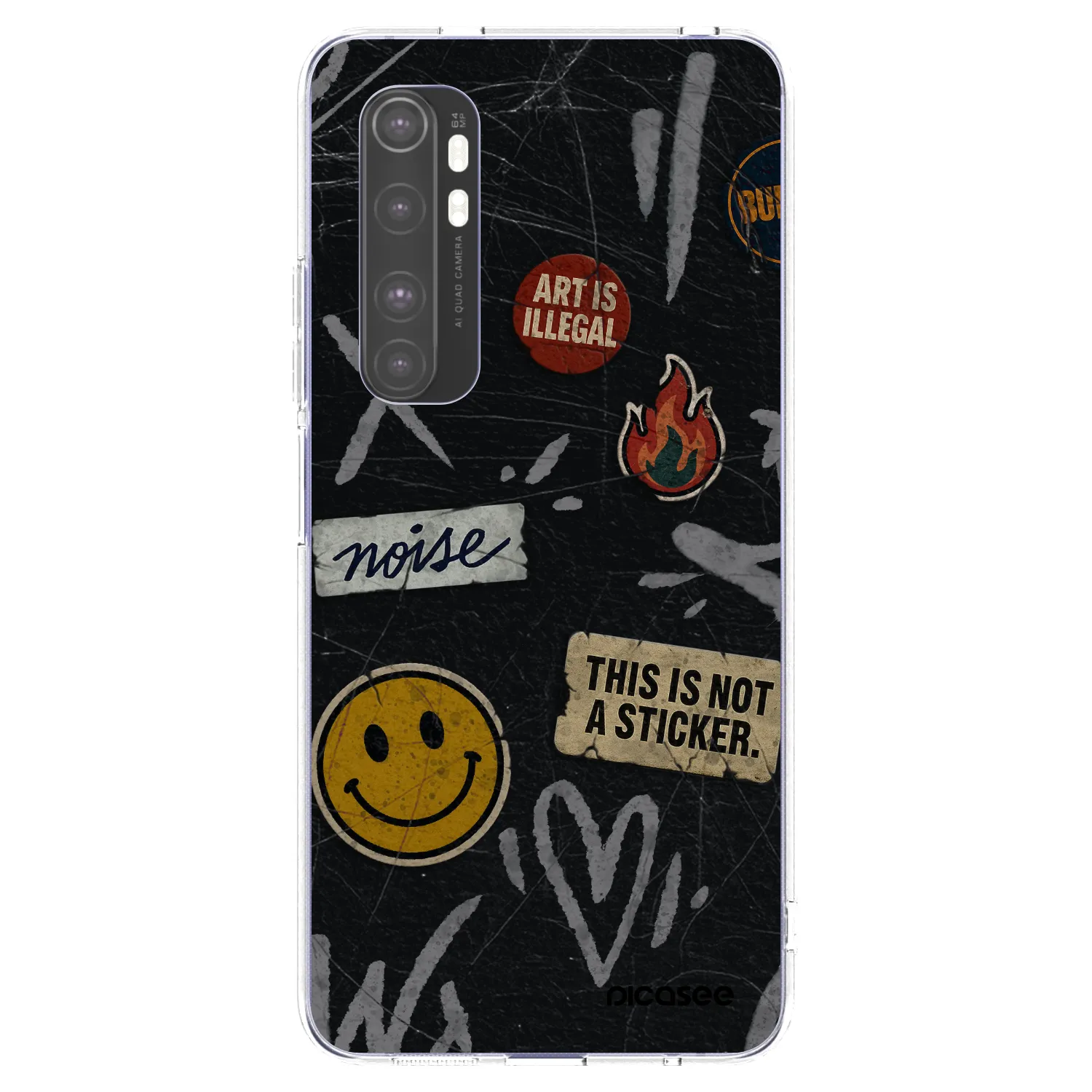 Picasee silikonowe przeźroczyste etui na Xiaomi Mi Note 10 Lite - STICKERS x TAGS