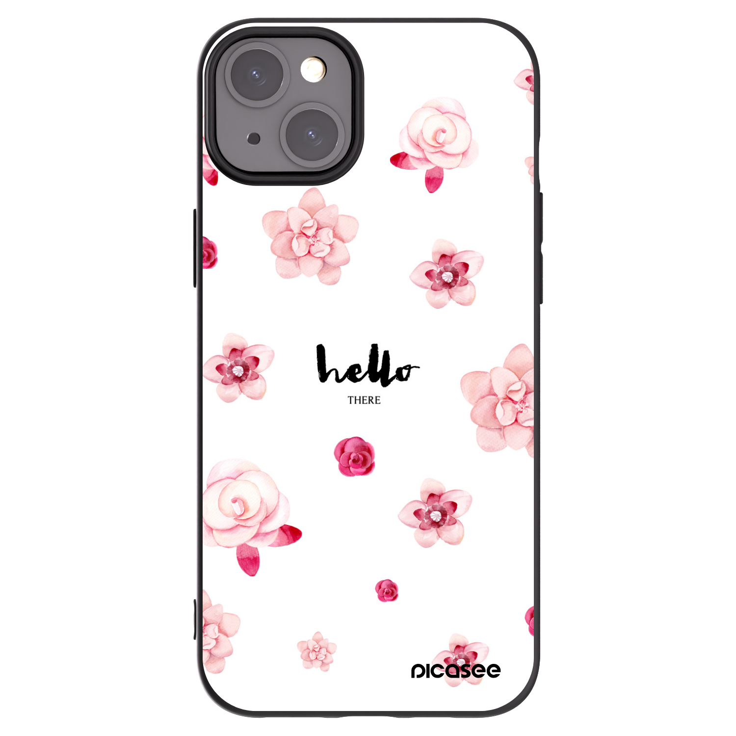 Picasee silikonowe czarne etui na Apple iPhone 15 Plus - Hello there