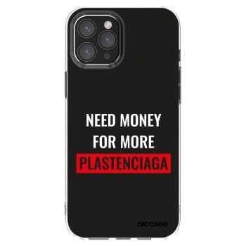 Picasee silikonowe przeźroczyste etui na Apple iPhone 12 Pro Max - More PLASTENCIAGA