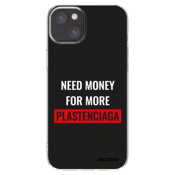 Picasee silikonowe przeźroczyste etui na Apple iPhone 15 Plus - More PLASTENCIAGA