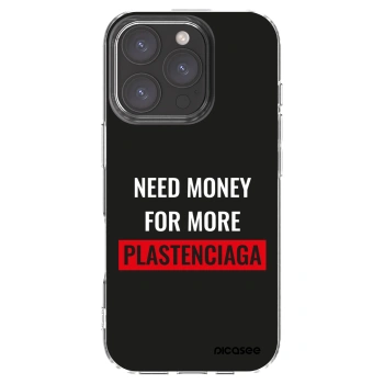 Picasee silikonowe przeźroczyste etui na Apple iPhone 16 Pro - More PLASTENCIAGA