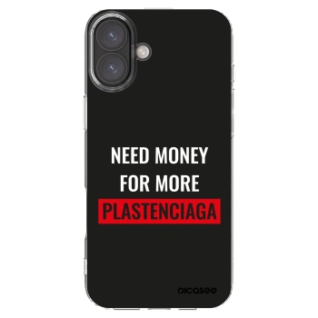 Picasee silikonowe przeźroczyste etui na Apple iPhone 16 Plus - More PLASTENCIAGA