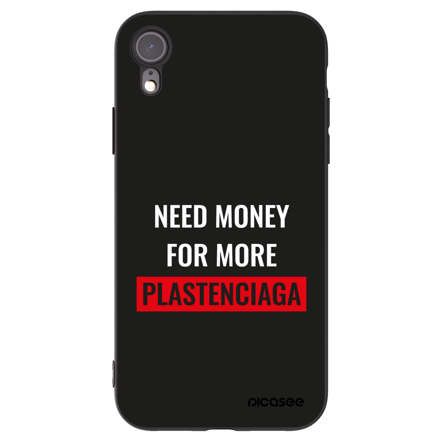 Picasee silikonowe czarne etui na Apple iPhone XR - More PLASTENCIAGA