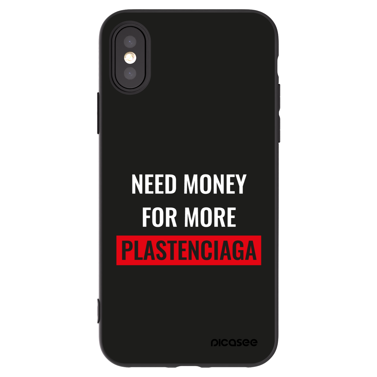 Picasee silikonowe czarne etui na Apple iPhone X/XS - More PLASTENCIAGA