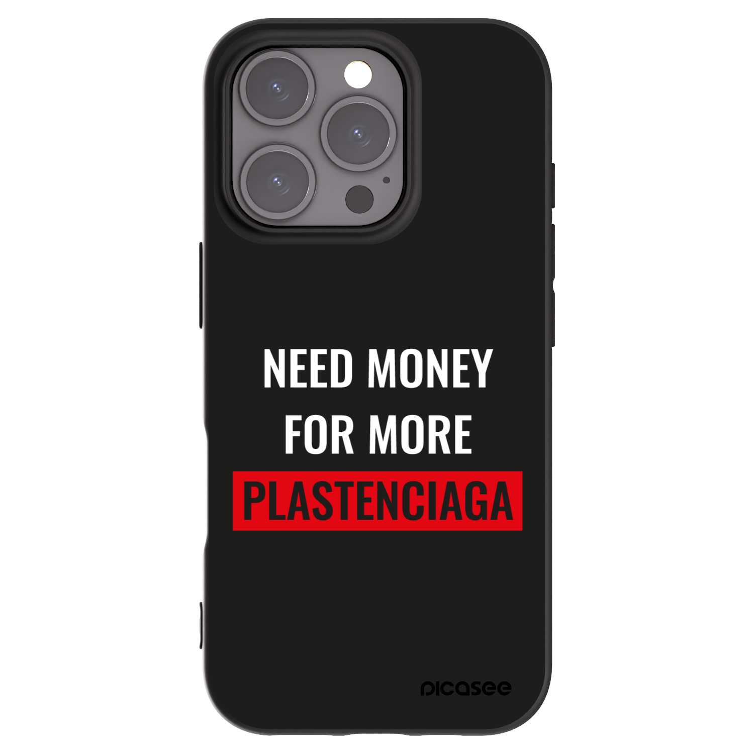 Picasee silikonowe czarne etui na Apple iPhone 16 Pro - More PLASTENCIAGA